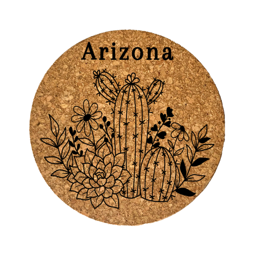 Arizona Floral Cactus Blossom Cork Trivet