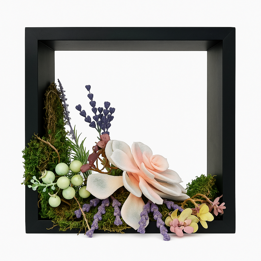 Framed Succulent & Lavender Garden
