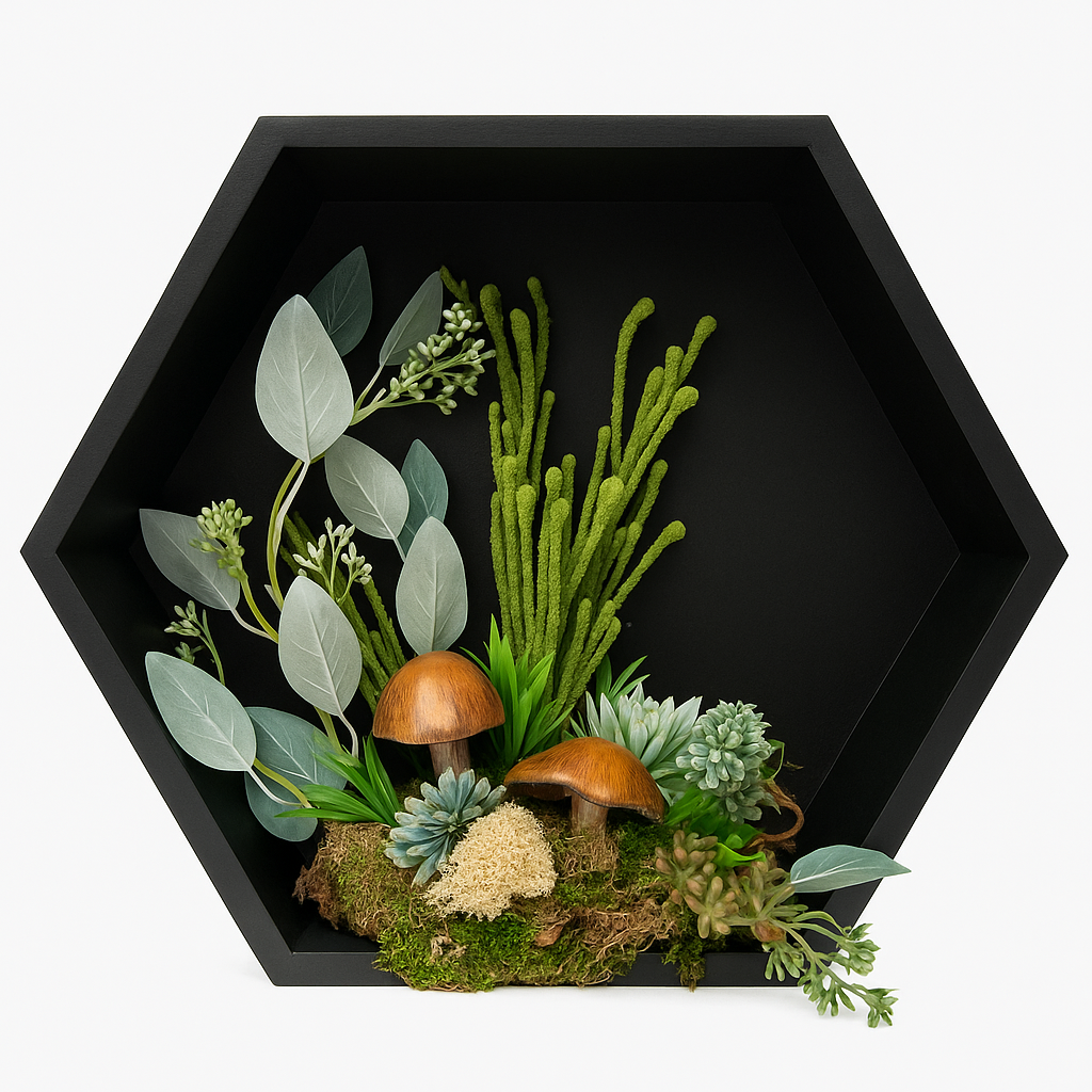 Woodland Garden in Hexagon Shadow Box