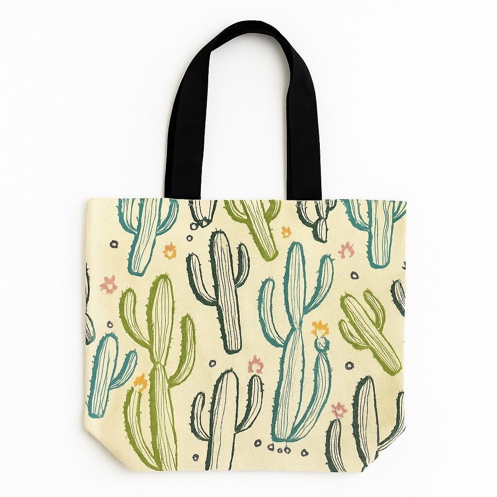 Cactus Print Canvas Tote Bag