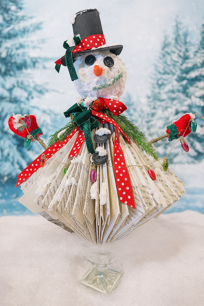 Large Antique Book Snowman