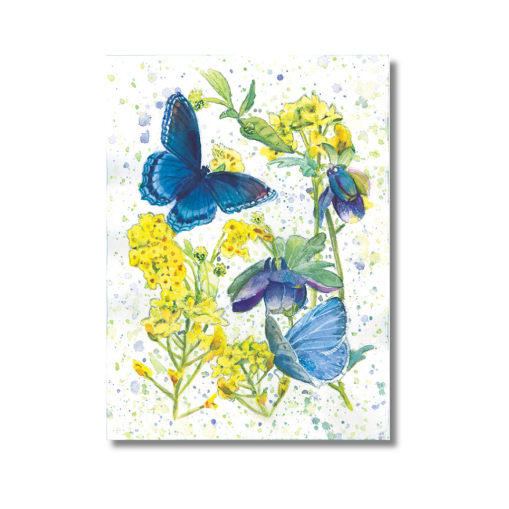 Blue Butterflies and Yellow Lantana Greeting Card