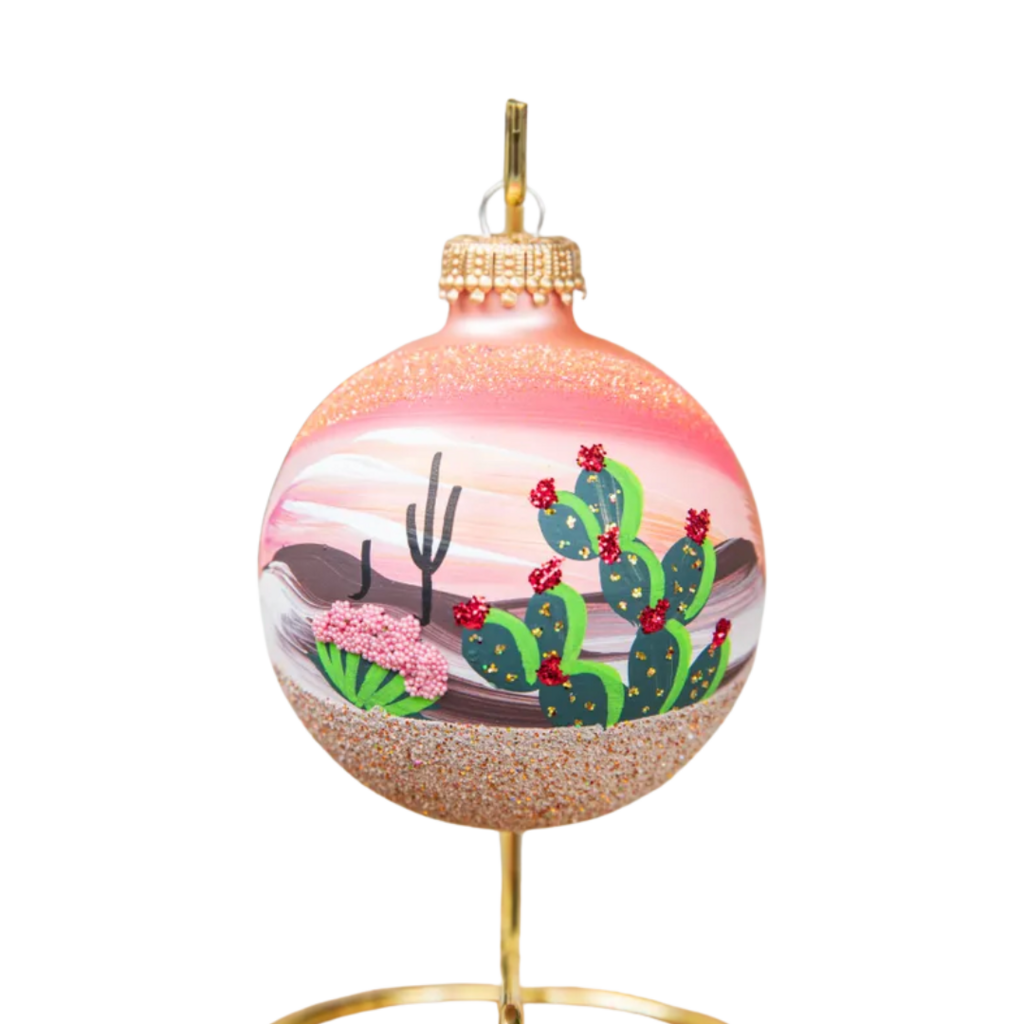 Prickly Pear Cactus - Hand Painted Glass Ornament