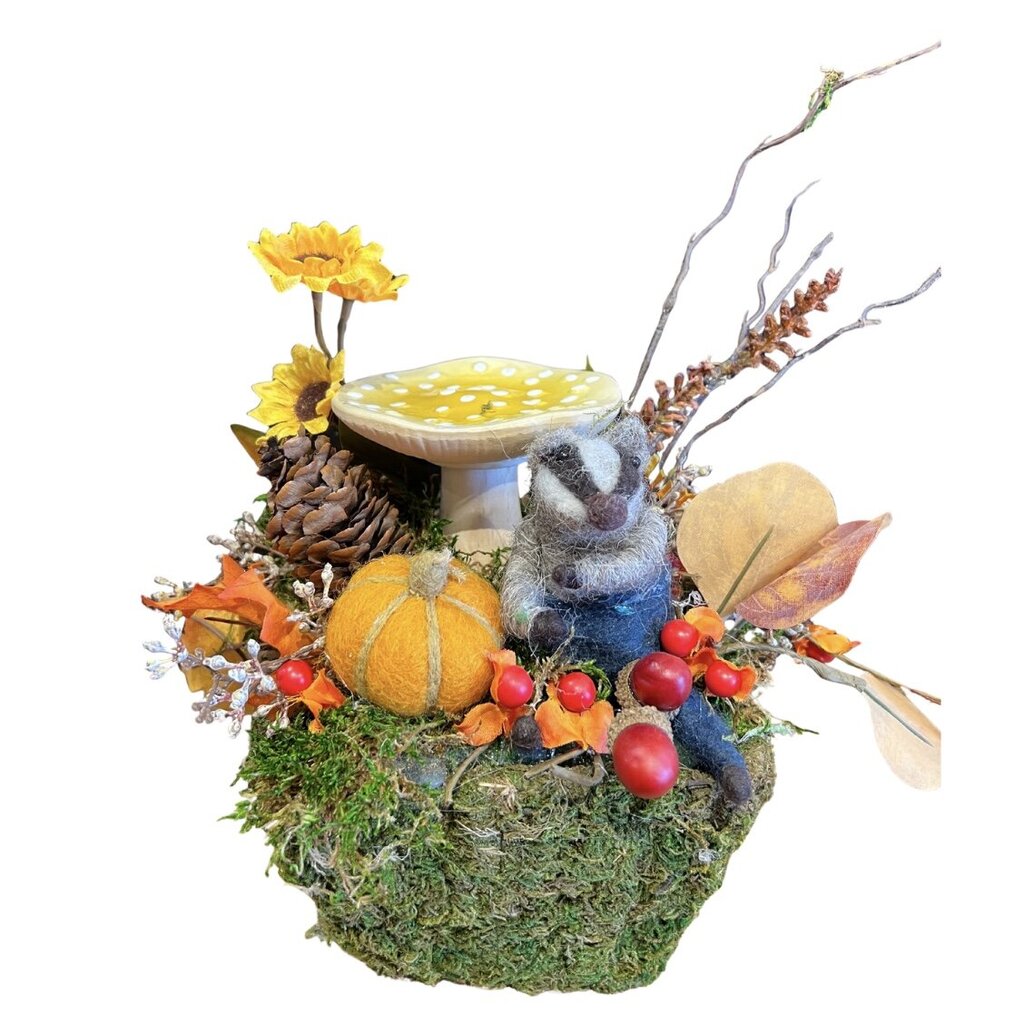 Woodland Badger Fall Arrangement