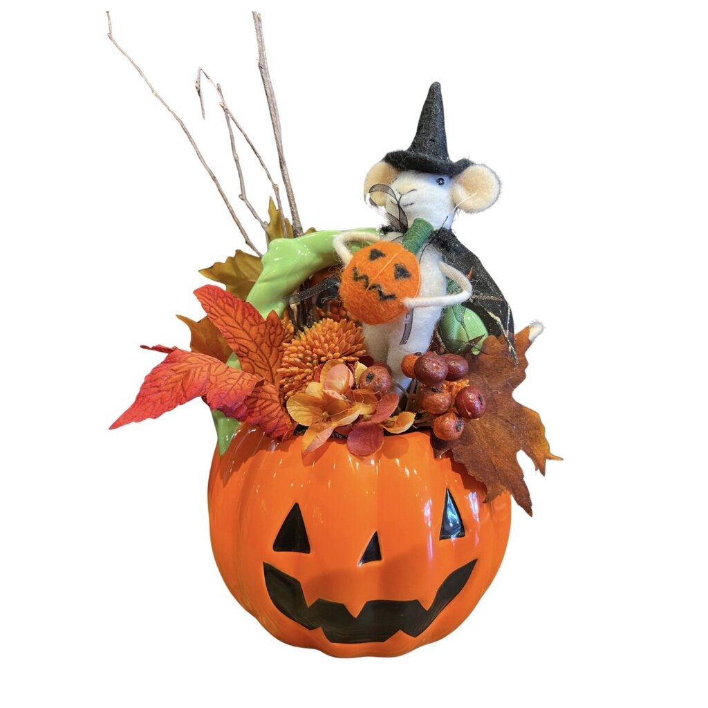 Jack-o’-Lantern Mouse Halloween Arrangement