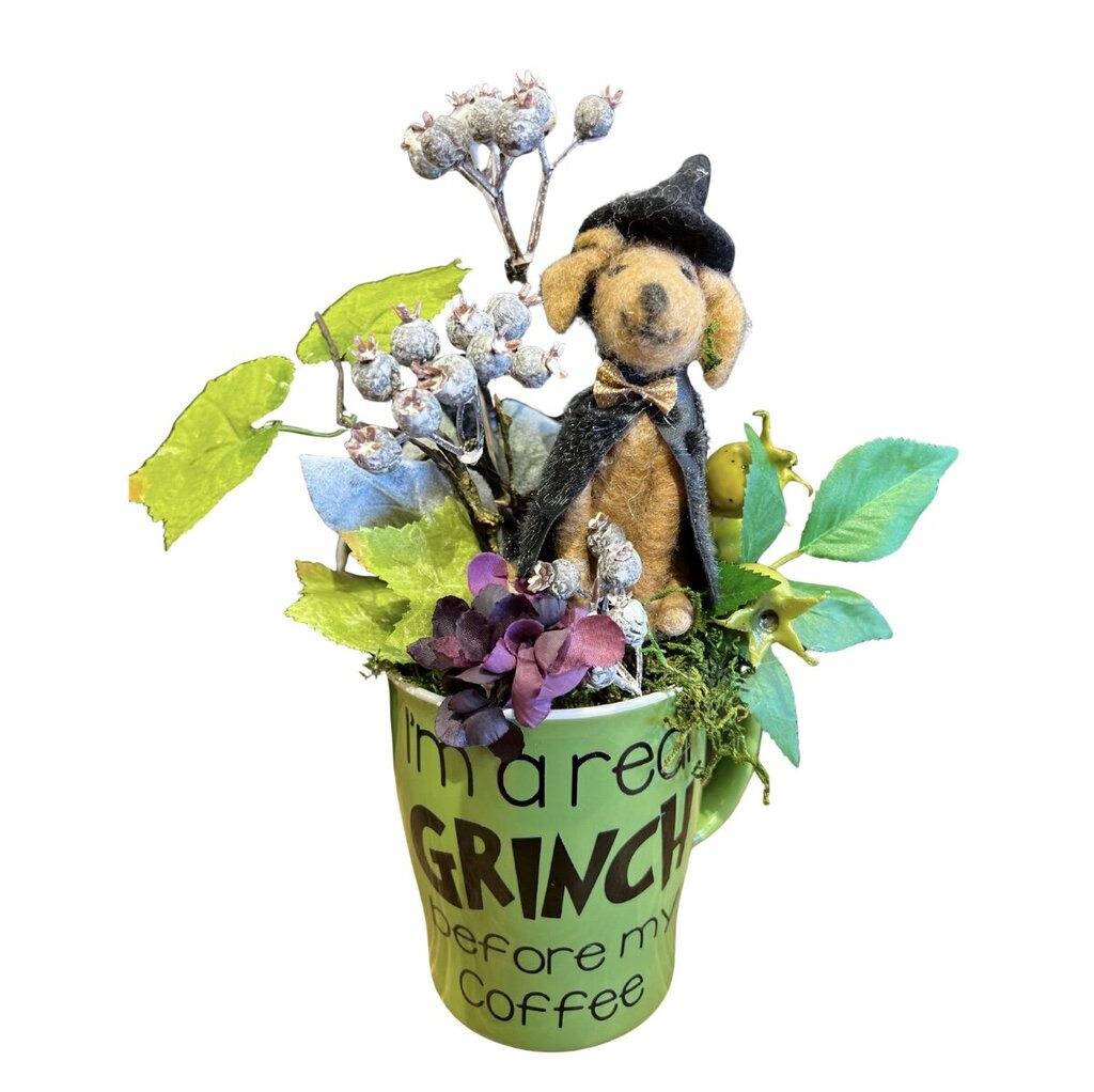 Grinch Coffee Dog Mug Arrangement