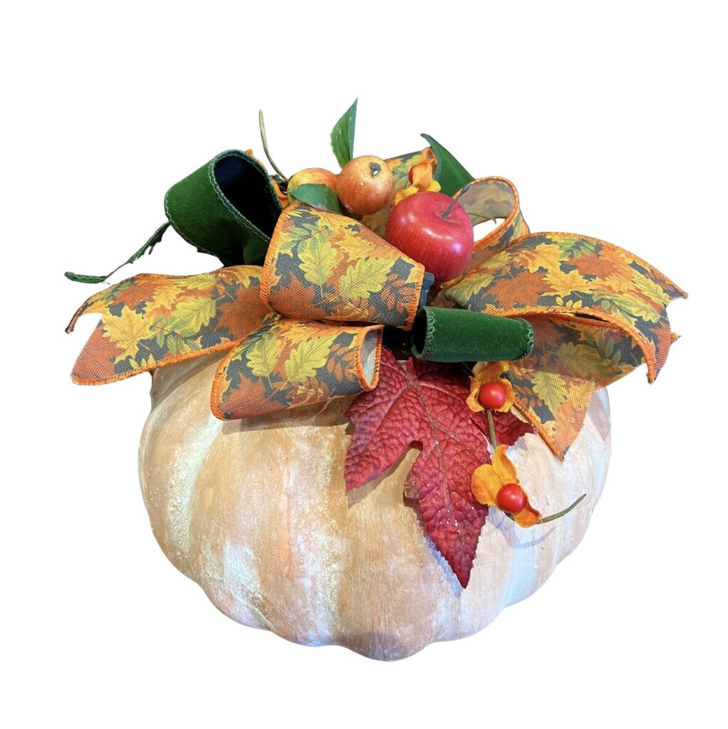Rustic Fall Pumpkin Centerpiece with Bow