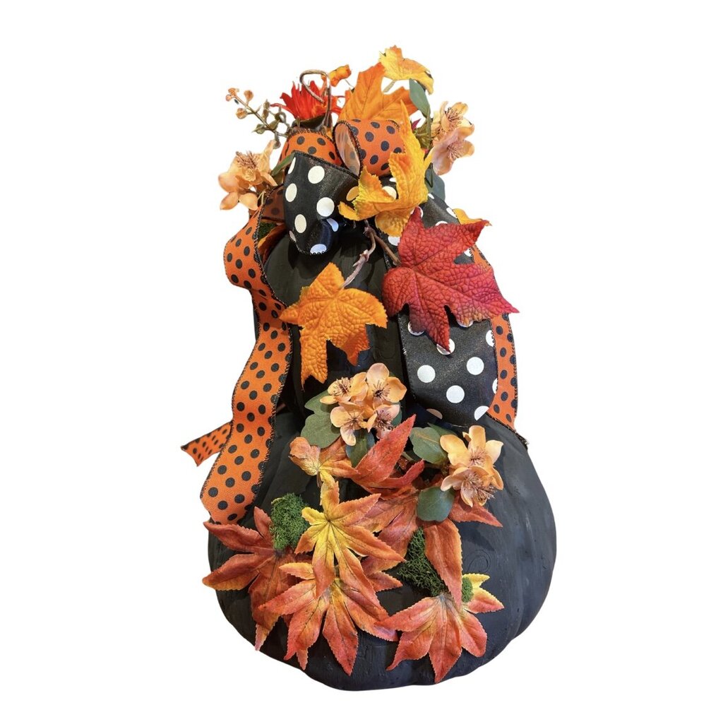 Stacked Black Pumpkin Fall Arrangement