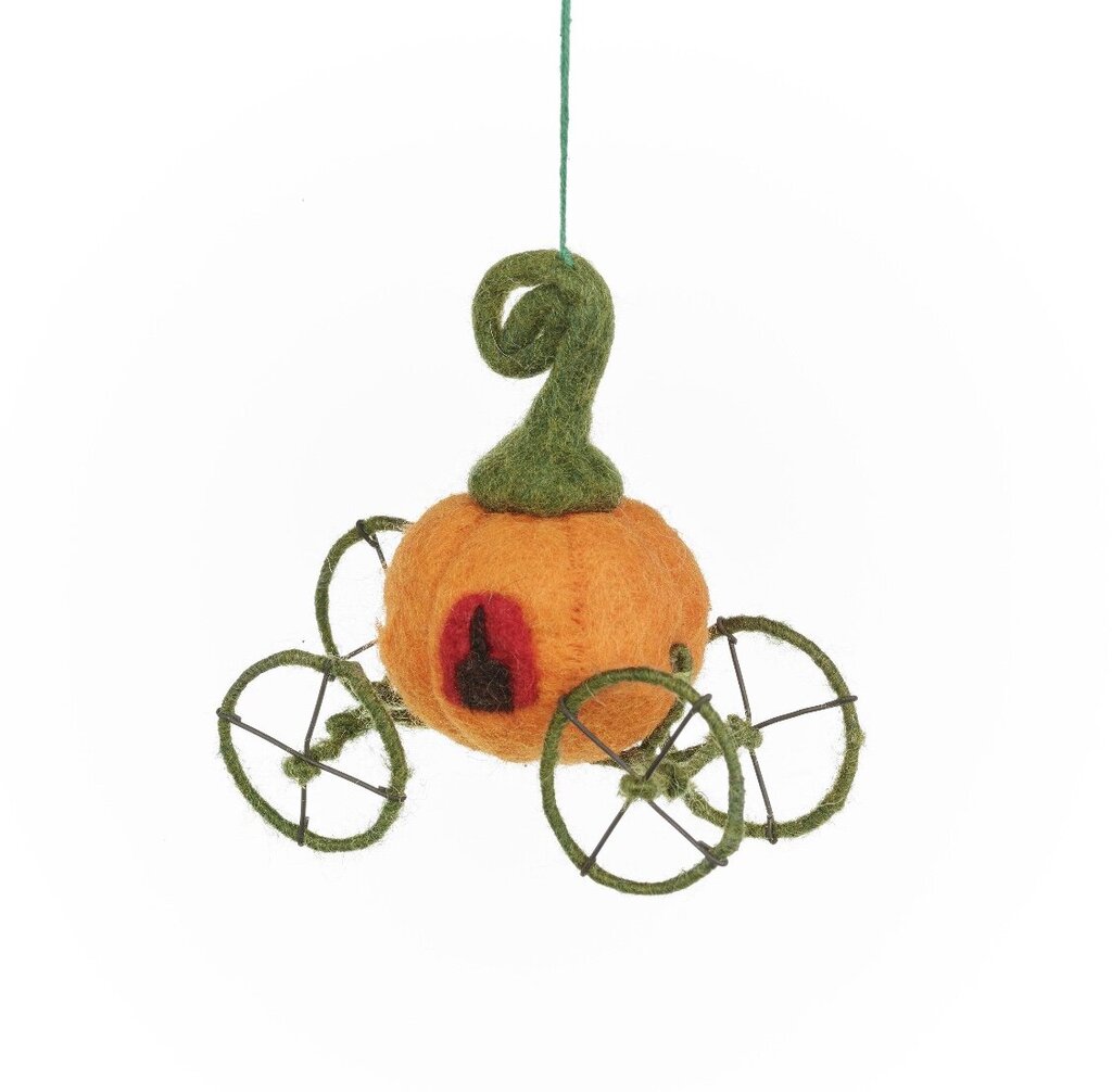 Handmade Felt Pumpkin Carriage Hanging Fairytale Decoration