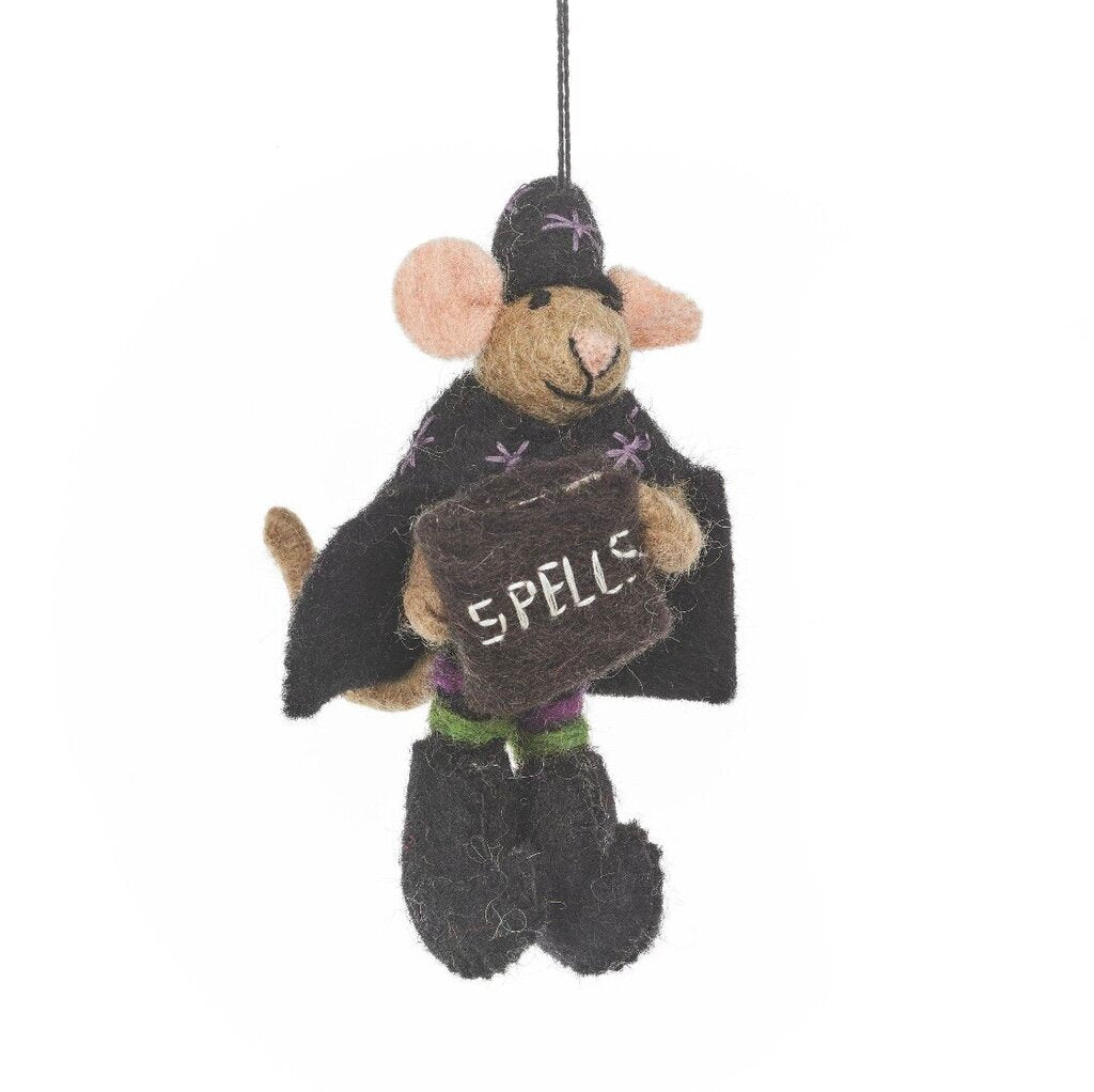 Handmade Felt Spellbound Mouse Hanging Halloween Decoration