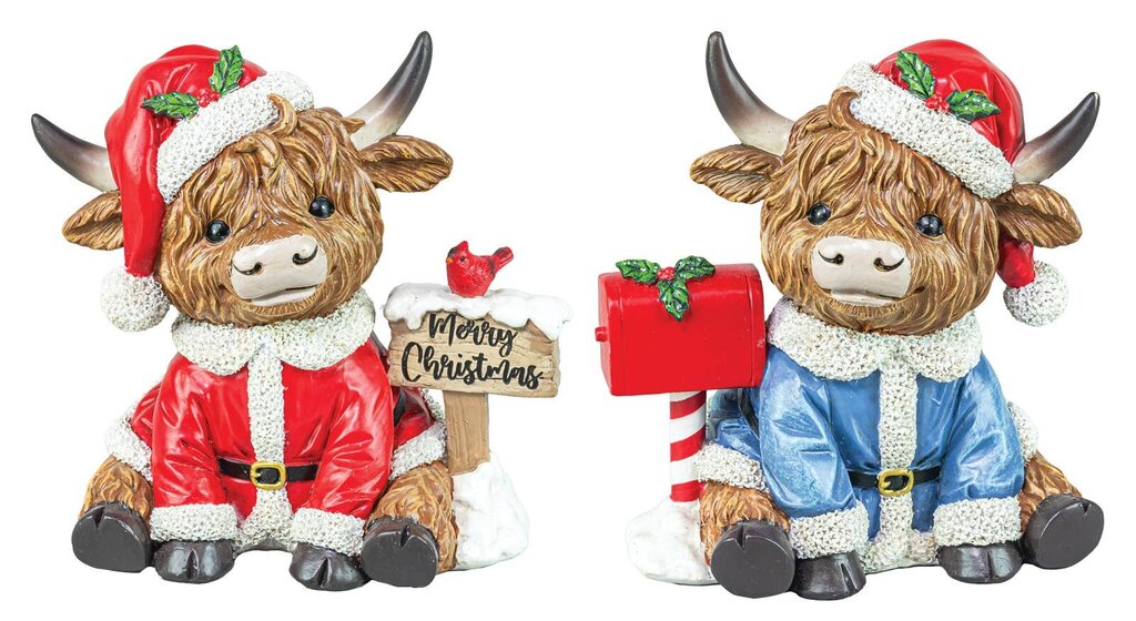 Santas Coat Highland Cow Tabletop