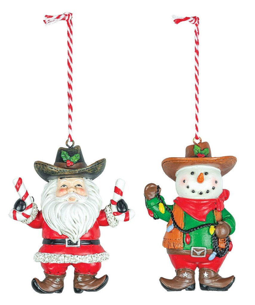 Cowboy Santa Snowman Ornament