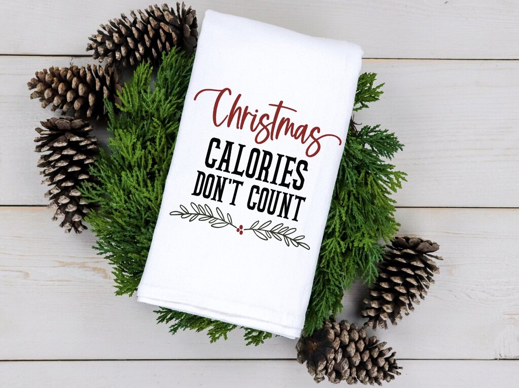 Christmas Calories Don't Count Tea Towel
