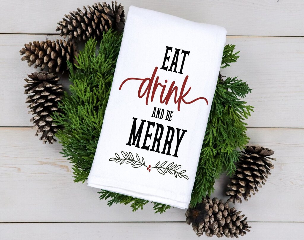 Eat Drink and Be Merry Tea Towel
