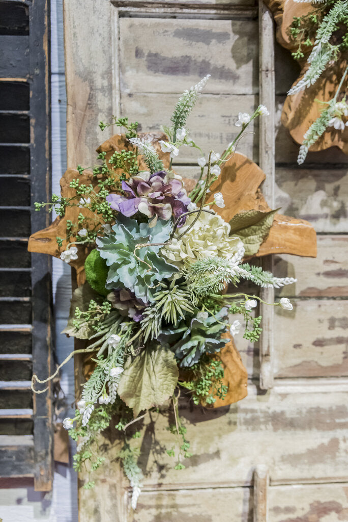 Succulent Arrangement on Wood Slat