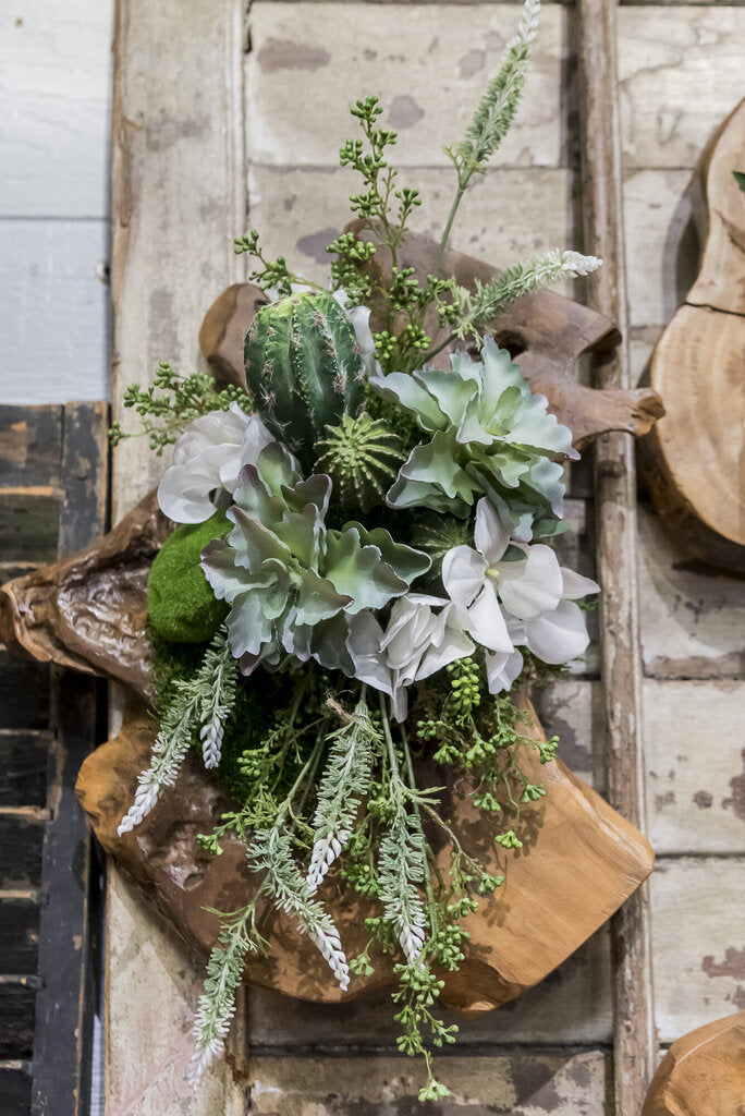 Succulent Arrangement on Wood Slat