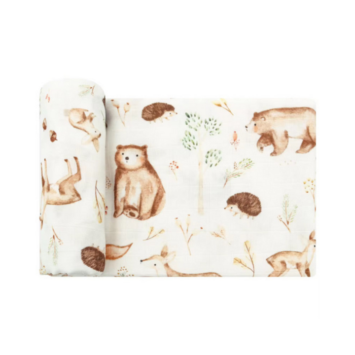 Muted Forest Animal Swaddle