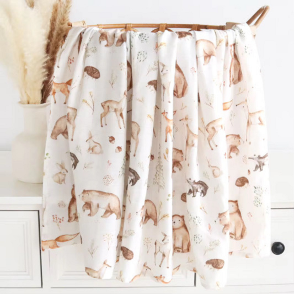 Muted Forest Animal Swaddle