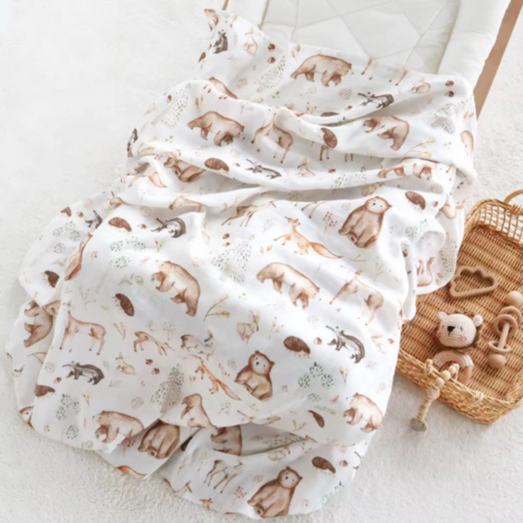 Muted Forest Animal Swaddle