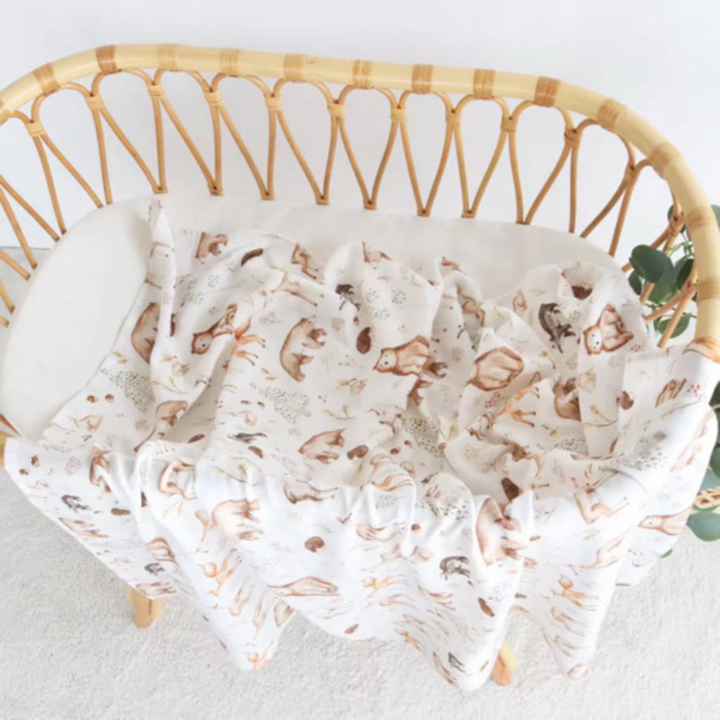 Muted Forest Animal Swaddle