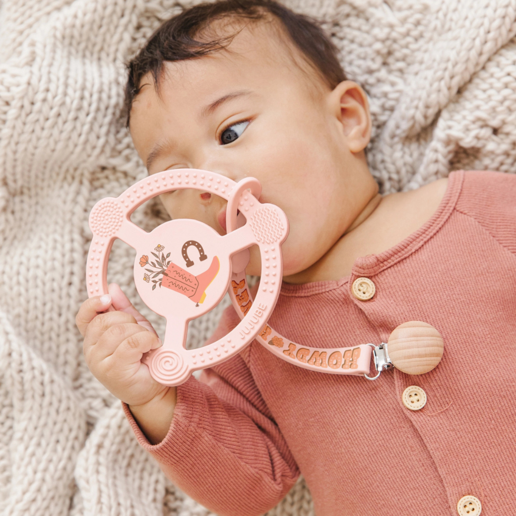 Bloomin Boot Silicone Ring Teether Ring with Clip