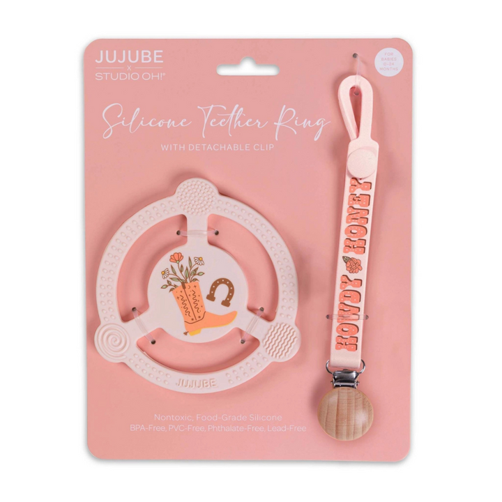 Bloomin Boot Silicone Ring Teether Ring with Clip