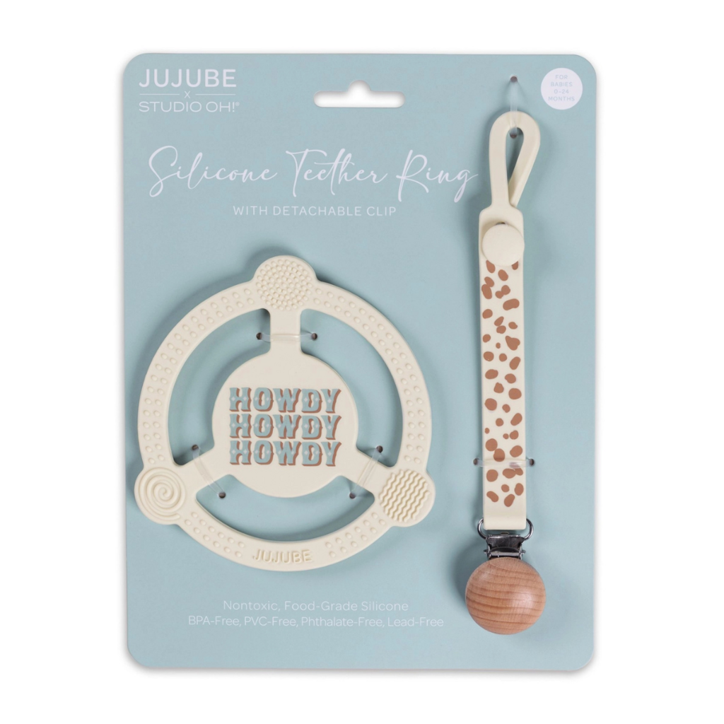 Howdy Partner Silicone Ring Teether Ring with Clip