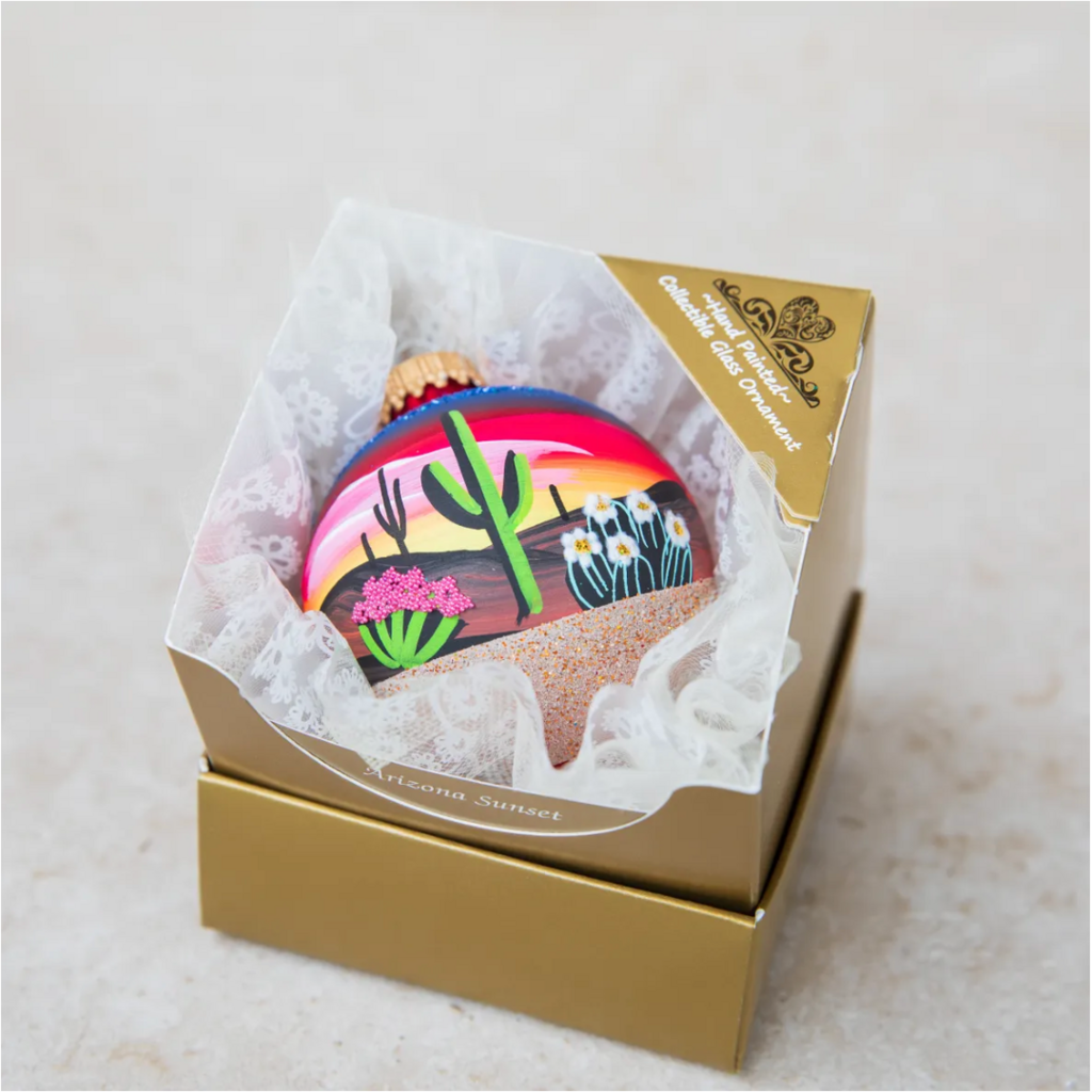 Arizona Sunrise - Hand Painted Glass Ornament