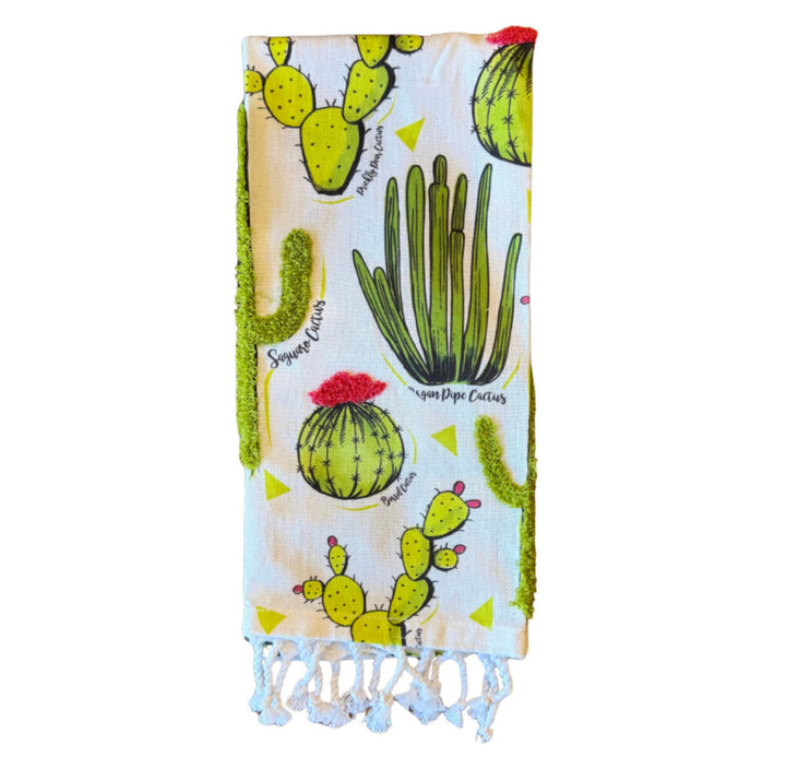 Interpretive Cactus Embroidered Tea Towel