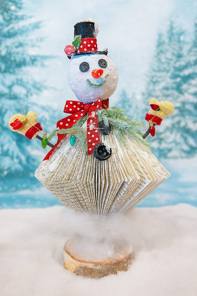 Handcrafted Book Snowman