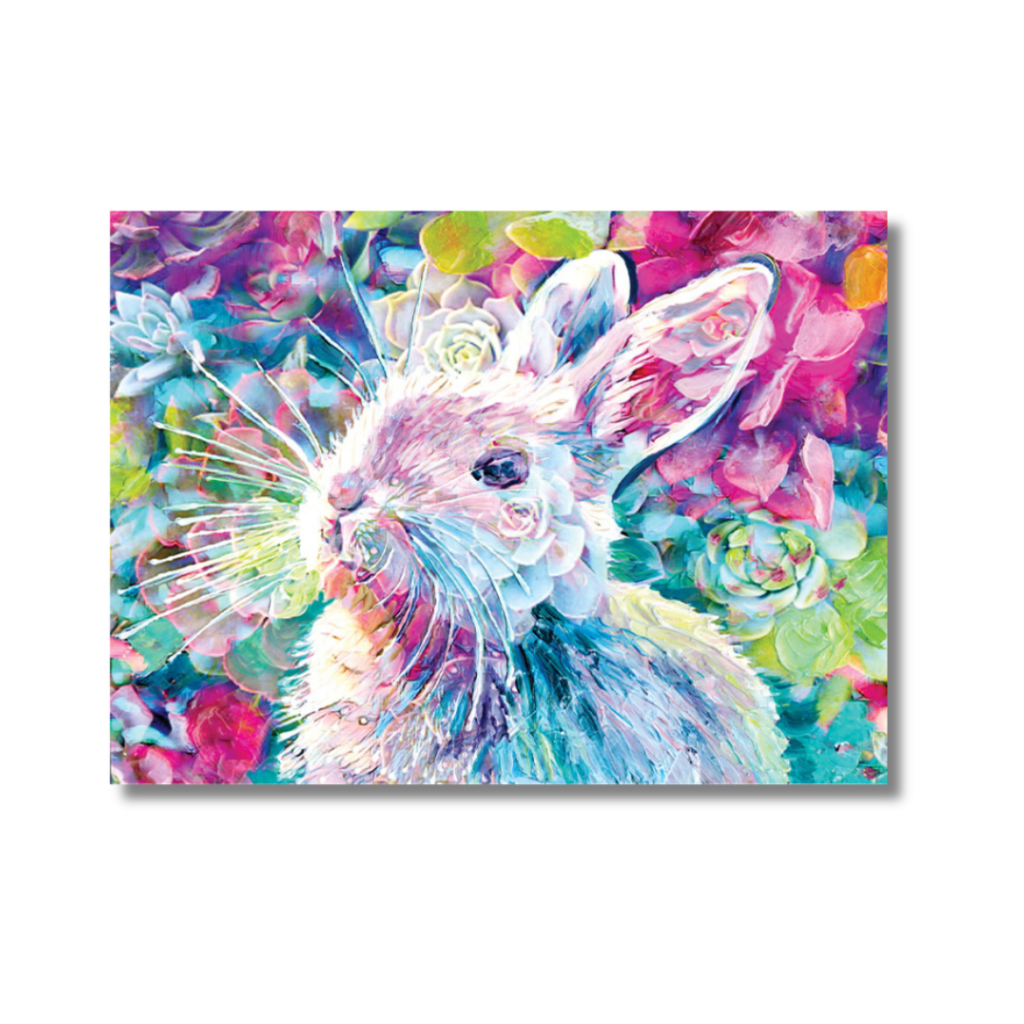 Succulent White Rabbit Greeting Card