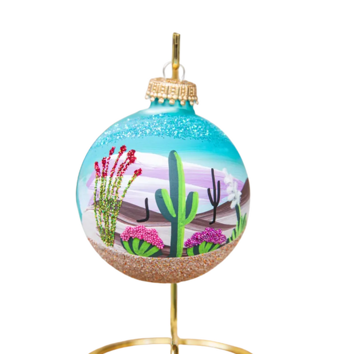 Desert in Bloom - Hand Painted Glass Ornament