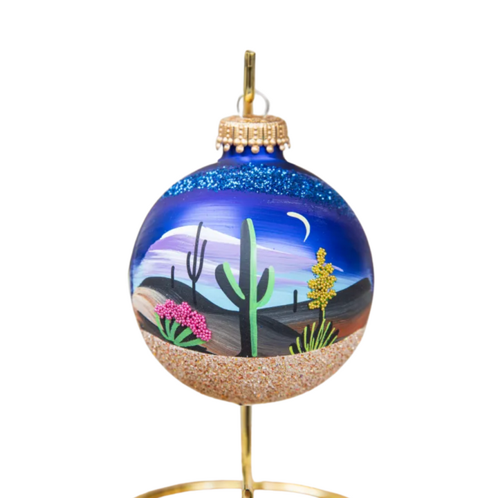 Arizona Moonlight - Hand Painted Glass Ornament
