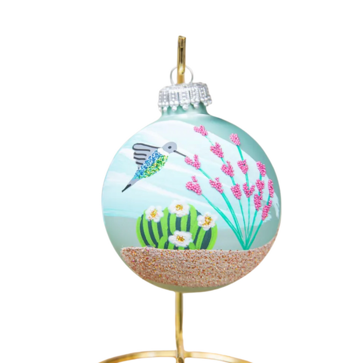 Hummingbird - Hand Painted Glass Ornament