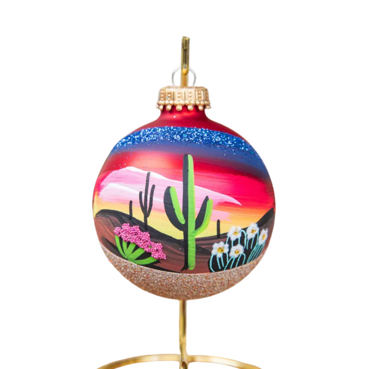 Arizona Sunset - Hand Painted Glass Ornament