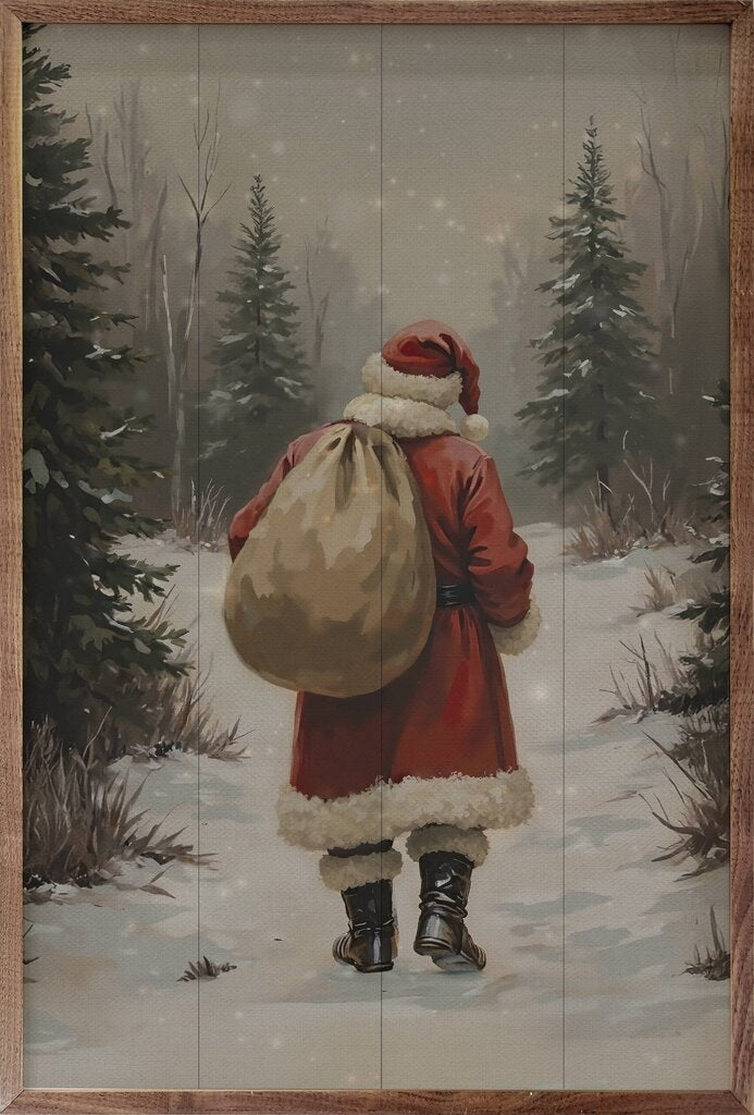 Santa Claus Walking In Timber 16"x24"
