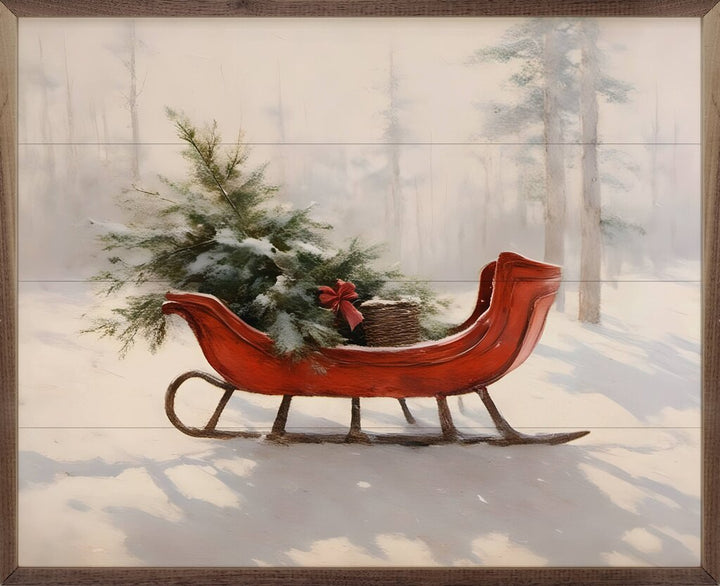 Beautiful Red Sleigh 20"x16"