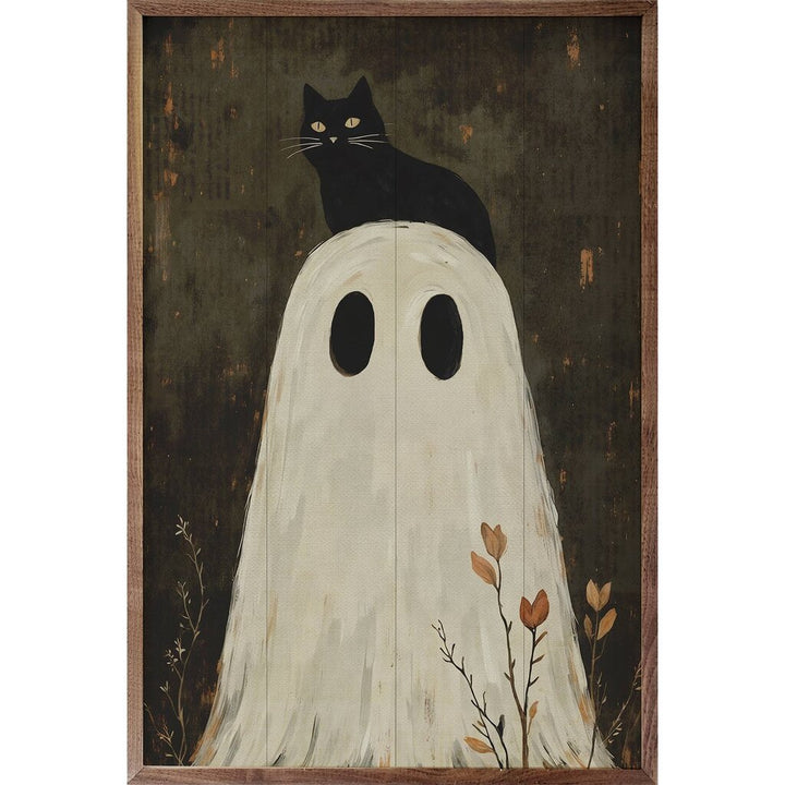 Ghost With Cat On Head 10"x16"