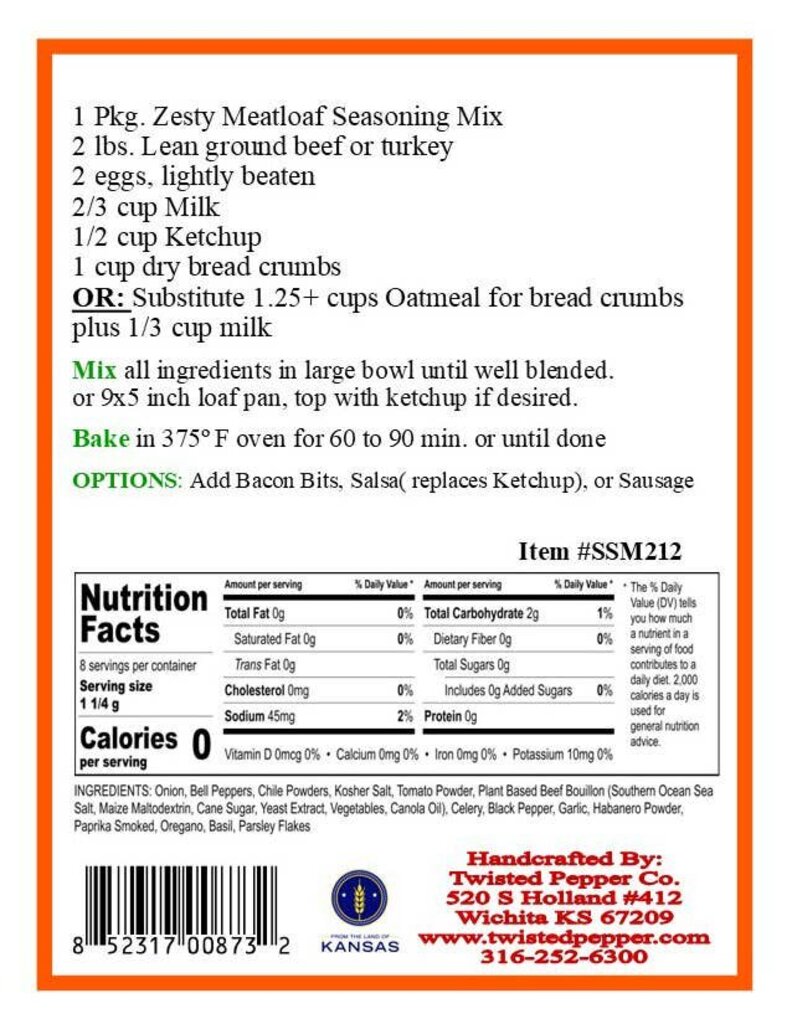 Zesty Meatloaf Seasoning Mix